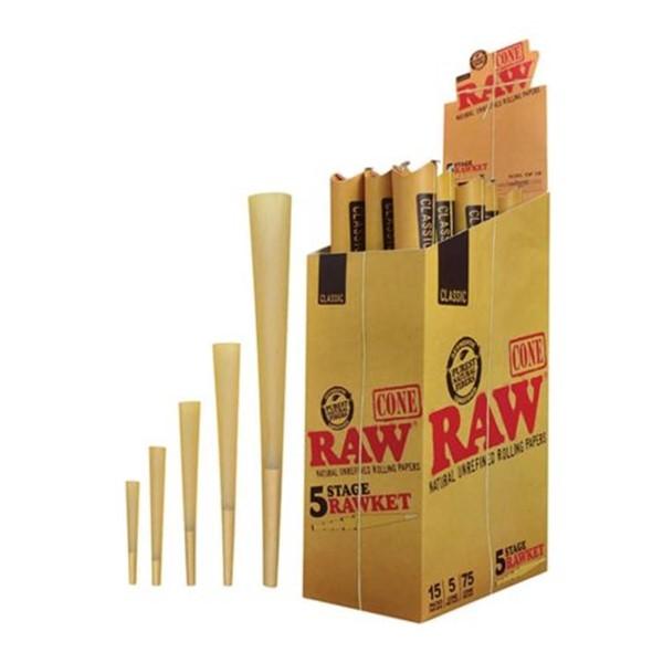 *Raw Classic Pre-Roll Cone 5-in-1 Rawket 5 Stage 15Pack/box #R5I