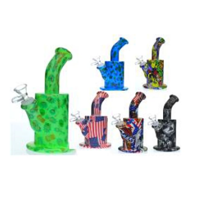 8.5" Silicone Water Pipes-Assorted Colors & Design #SIL12