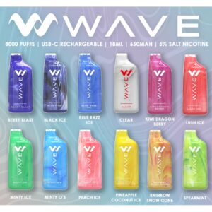 *WAVE 5% DISPOSABLE (90ML) 8K PUFFS 5CT/ BOX #WAVE