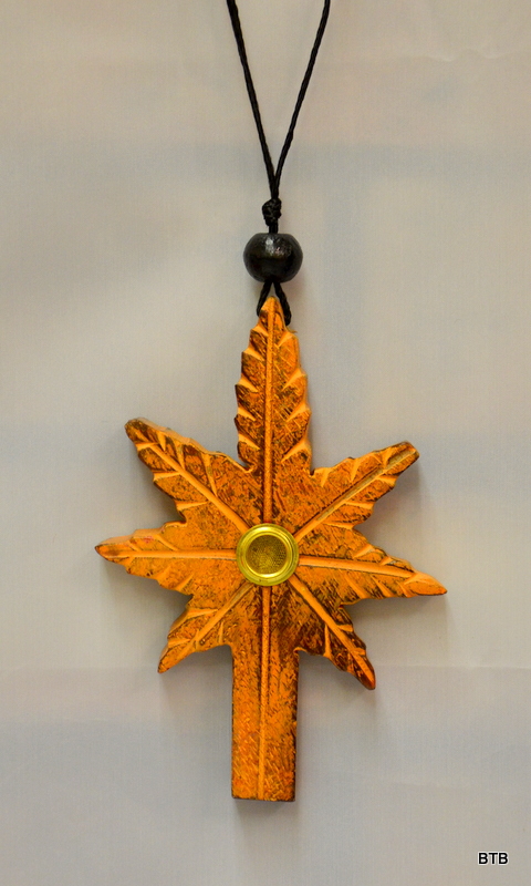 Wood Pipe Necklace Orange # WP4