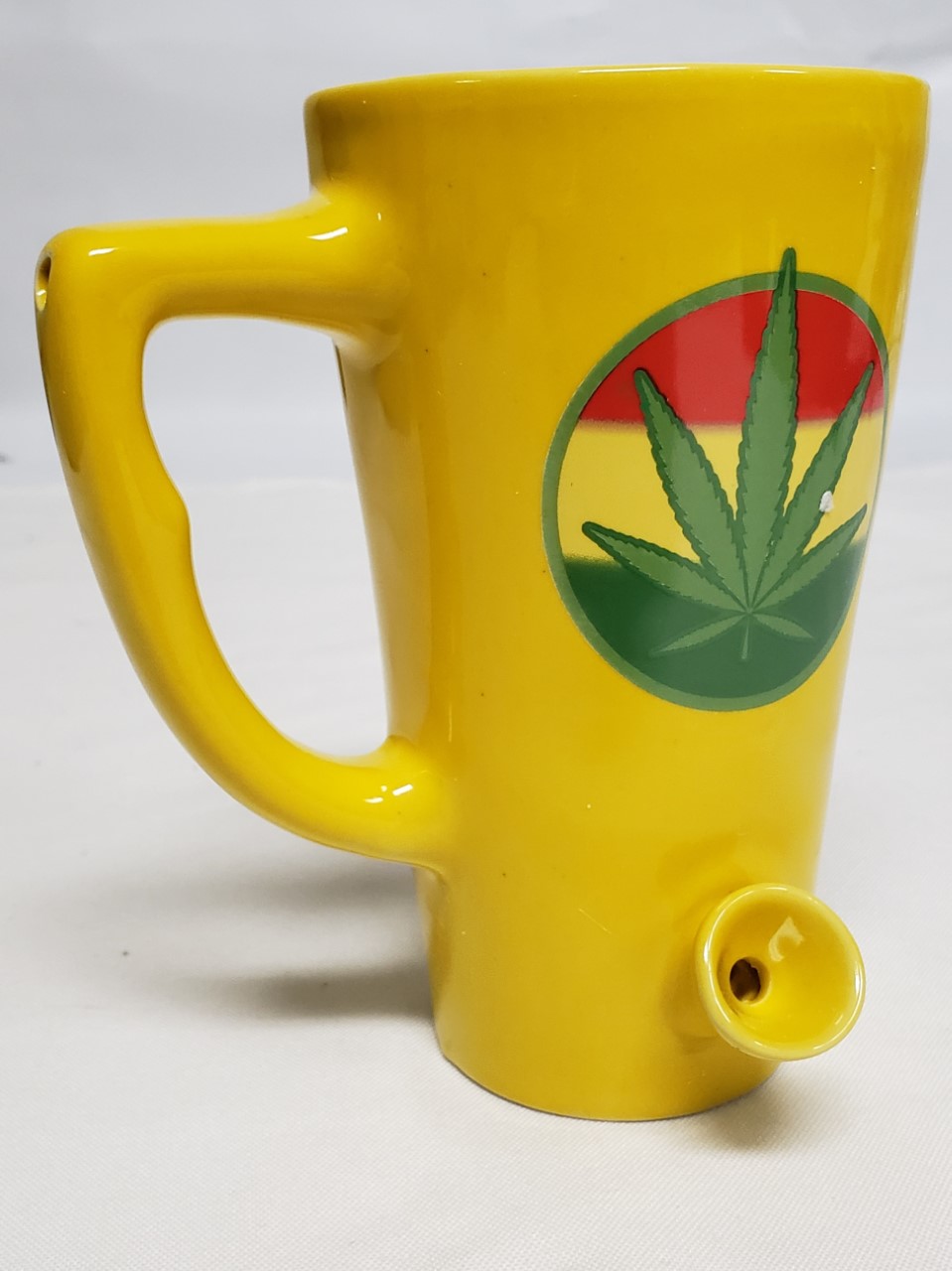 Mug-Porcelain Pipe Mug with Leaf Design-Yellow #YLM