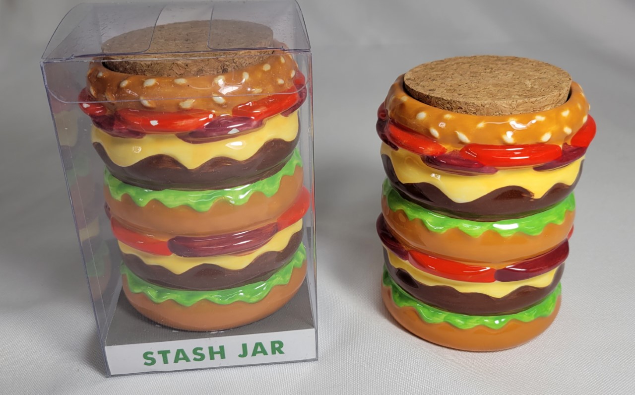 *Jars-Ceramic Cheese Burger Big Stash Jars #CBJ