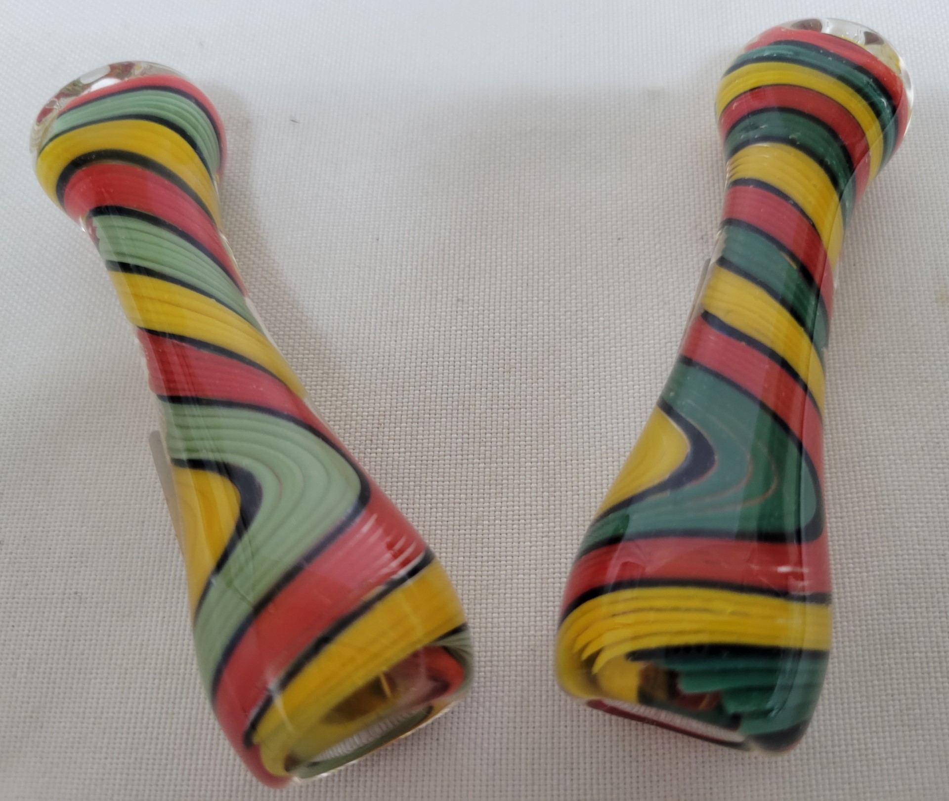 3" Frit Flat Mouth Rasta Color Chillums #RCH79