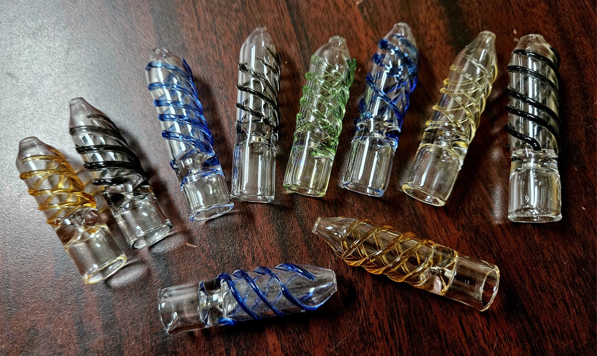 *10 Pack-2" Smoq Brand Glass Chillums with Stripes #CH13B