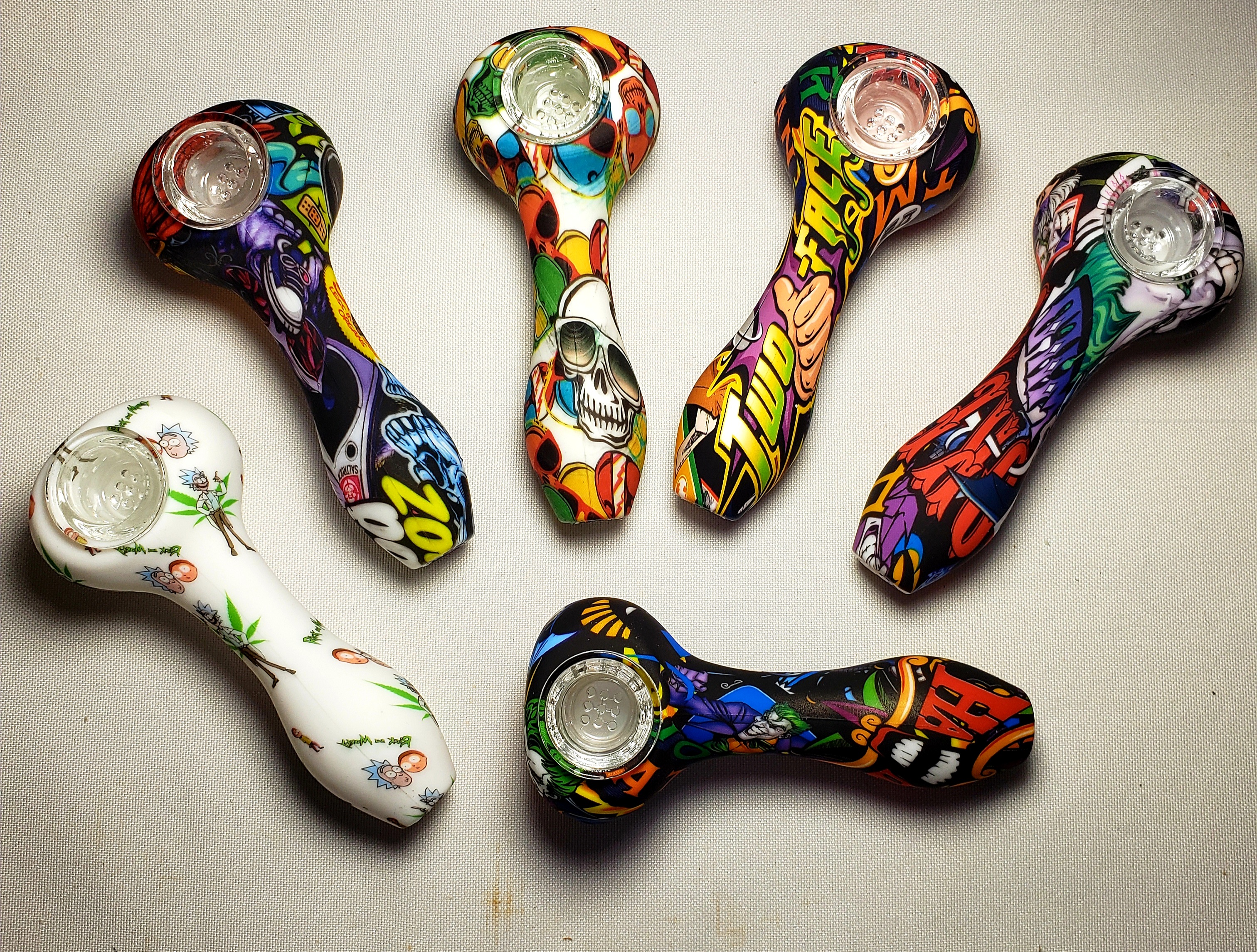 5" Silicone-Assorted Printed Hand Pipes #SHP2