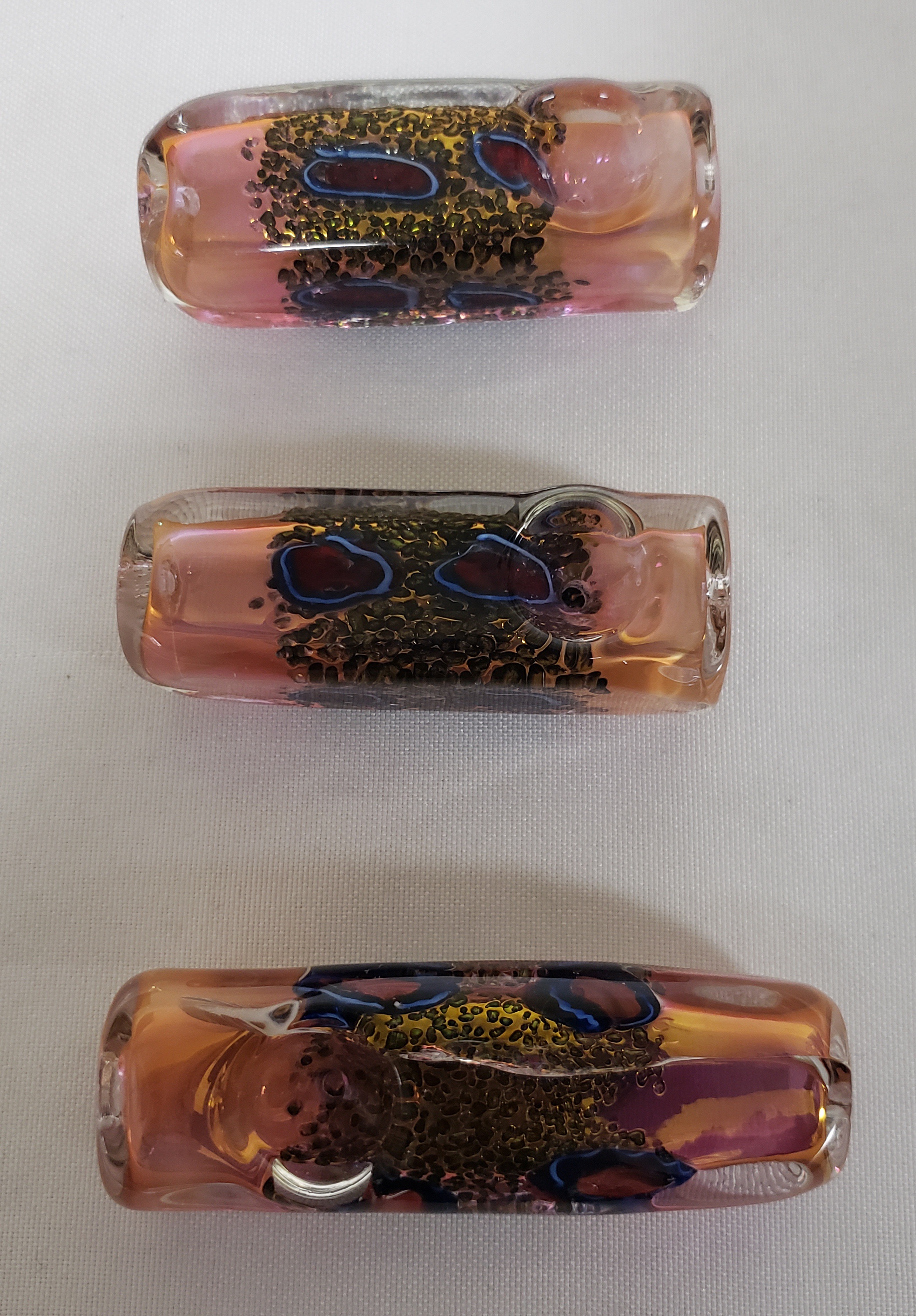 3\"-3.5\" Fancy Square Heavy Dicro Pink Tube Hand Pipes #BK93