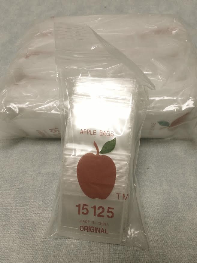 Clear Apple Mini Zip lock Bags-1000- 1.5" X 1.25" #ZB17