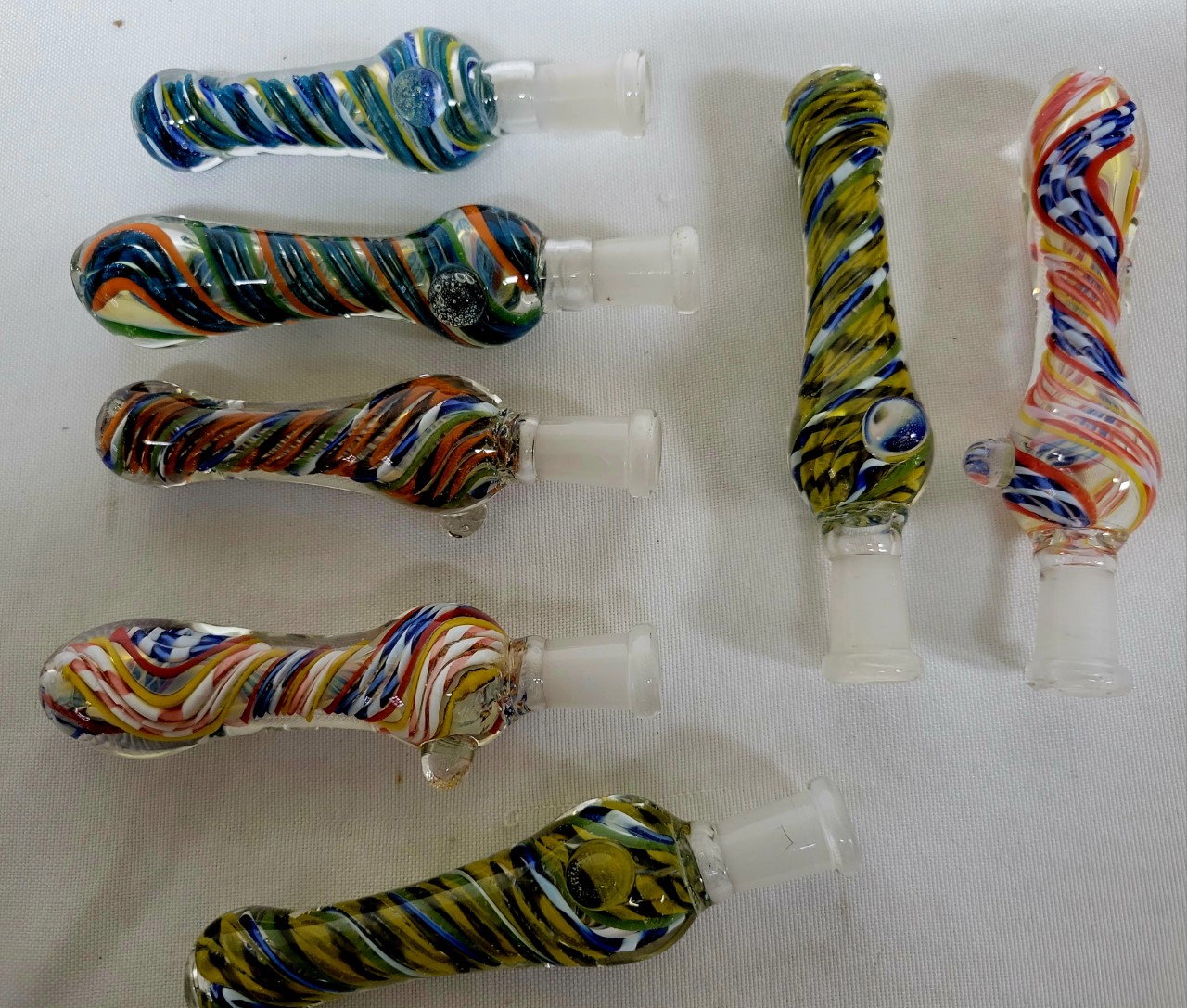 *4.5" Inside Glass Colorful Stripes Chillums-One Hitter #4CH7