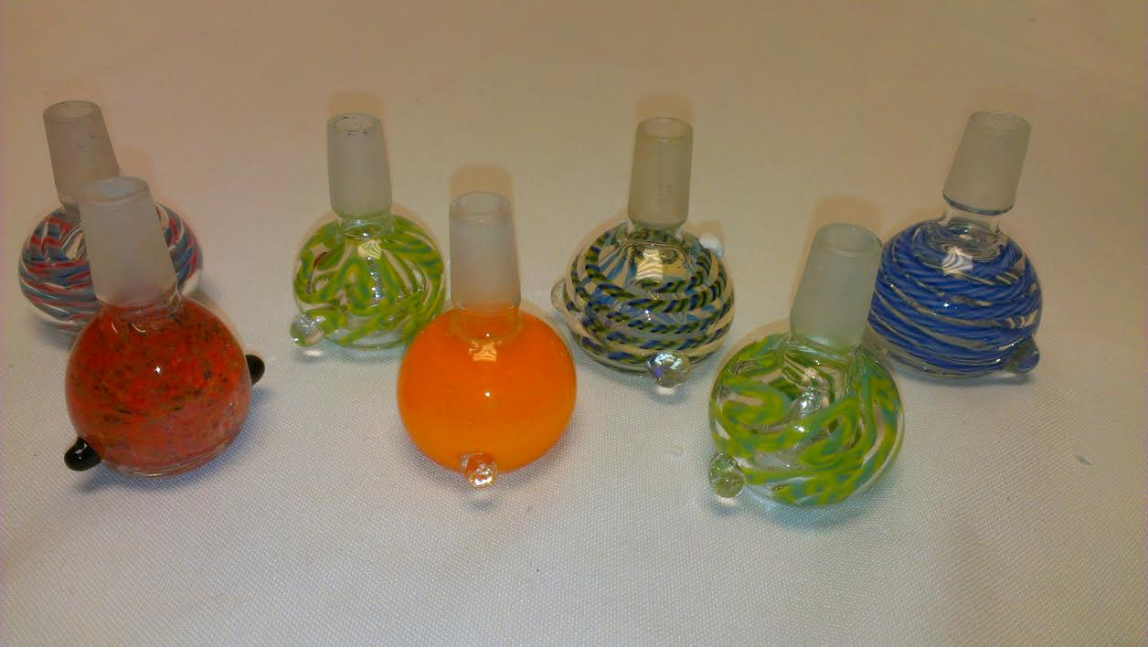 10 Pk 14mm Male Color Glass on Glass Bowl #14CB10