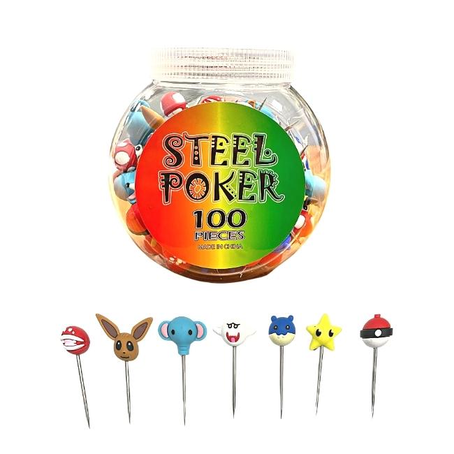 100 CT. Jar STEEL POKER ASSORTED CHARACTER DESIGN #100POK