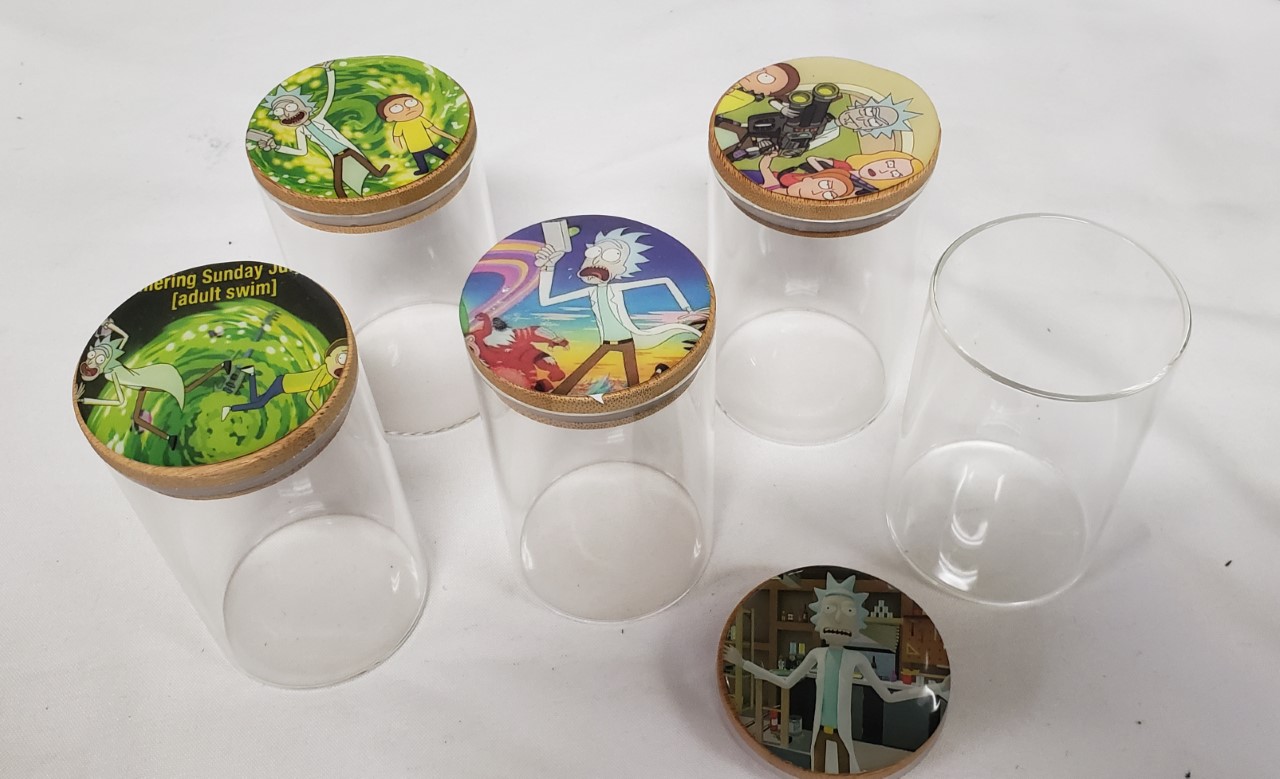 Jars Clear Glass Big 4\"- with Rick & Morty Pictures SJ2