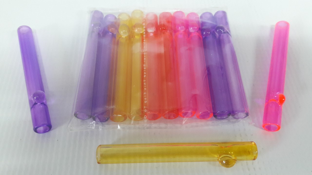 10 Pk.-3" Assorted Neon Color Glass Cigarette Holder GCH1