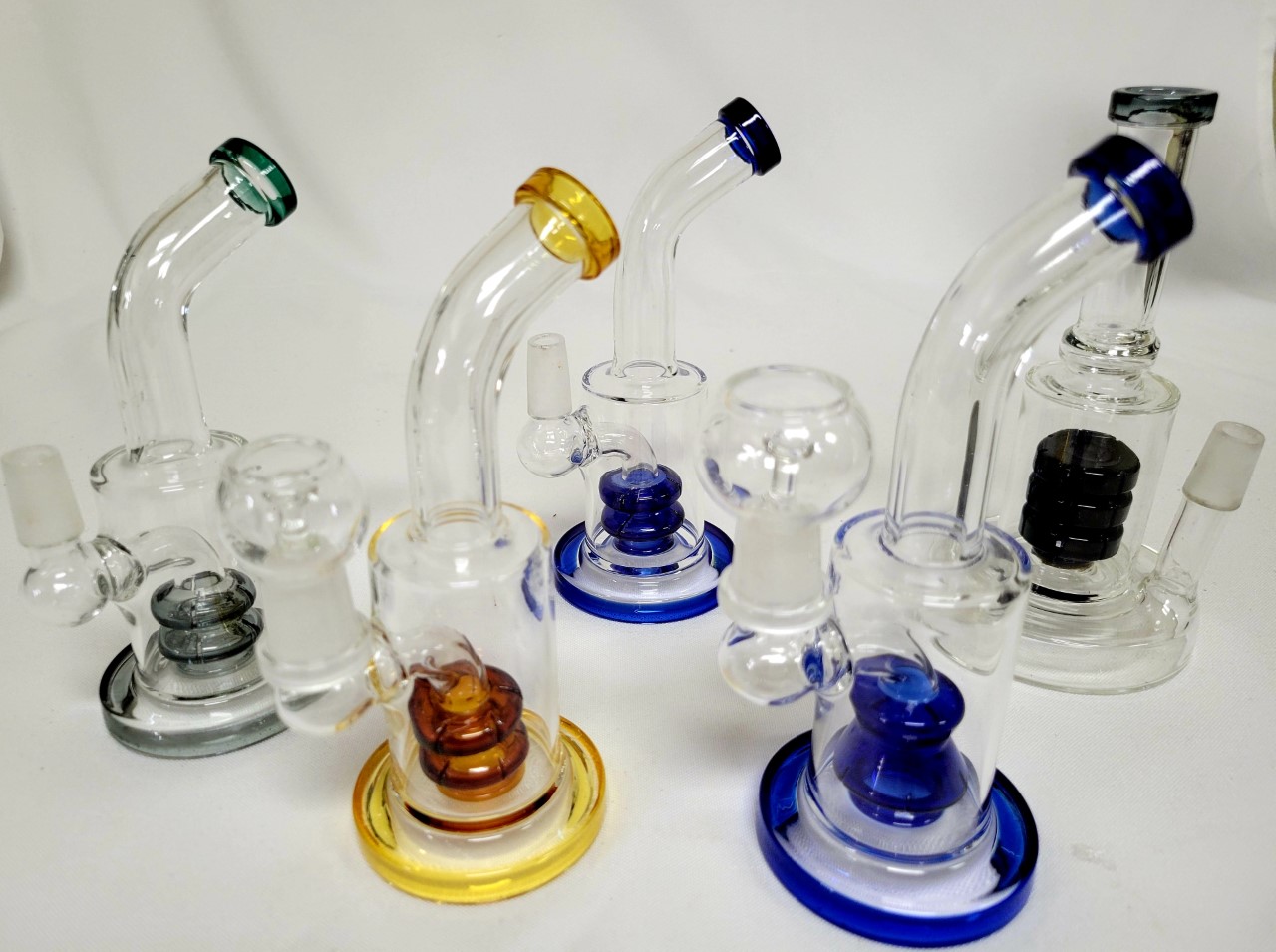 6" Assorted Perc. Water Pipe with Oil Dome & Nail-WP70
