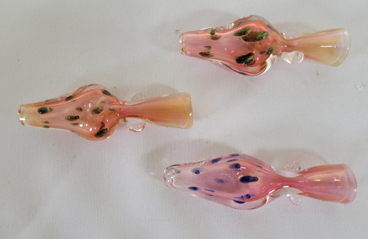 3" Dotted Twisted Body Gold Fumed Chillums #CH358