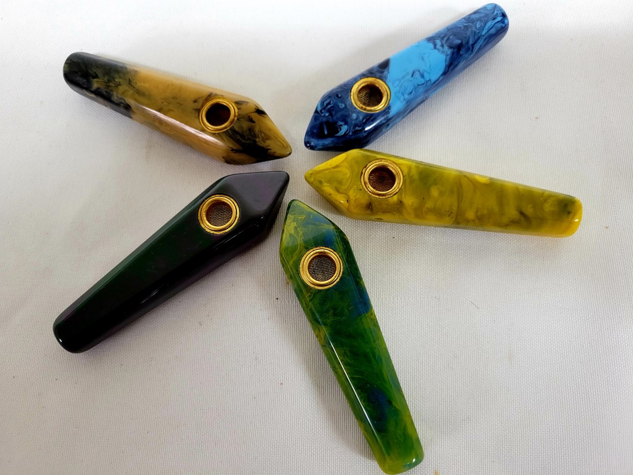 *5 pcs. 3.5" Acrylic Assorted Colors Smoking Pipes #AC9
